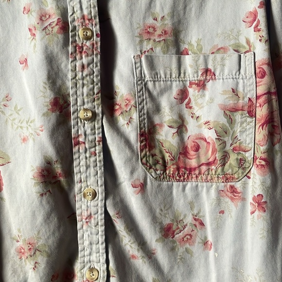 Vintage Route 66 100% cotton floral printed long sleeve button down - Picture 2 of 6